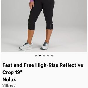 Lululemon Fast and Free High-Rise Reflective Crop 19" 
Nulux